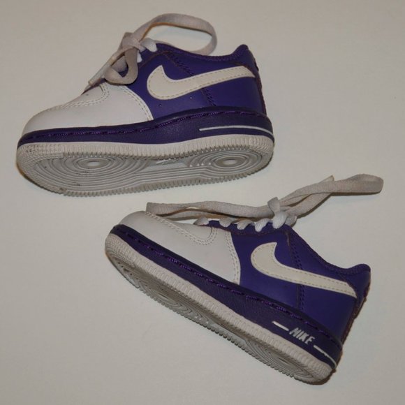 Nike Force 1 Purple White Leather High Tops 4T - Picture 2 of 5